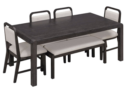 Extendable Dining Table Set With 4 Upholstered Chairs And 1 Bench