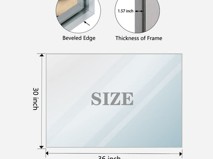 Rectangular Bathroom Mirror Square Angle Metal Frame Wall Mounted Hanging Plates Wall Mount Mirror For Bathroom (Horizontal & Vertical)