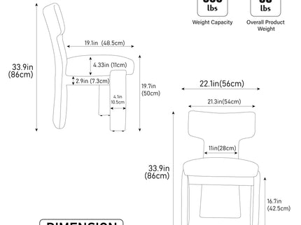 Armless Curved Back Accent Chairs