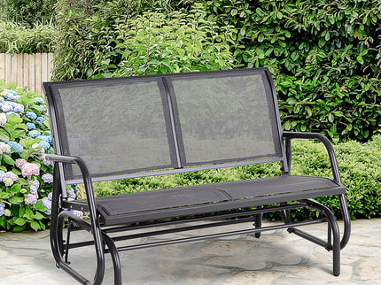 Outsunny - 2 Person Outdoor Glider Bench, Patio Double Swing Rocking Chair Loveseat With Powder Coated Steel Frame For Backyard Garden Porch - Gray