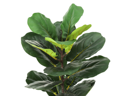 28" Tall, Artificial Plant, Fiddle Tree, Indoor, Faux, Fake, Floor, Greenery, Potted, Real Touch, Decorative - Green / Beige