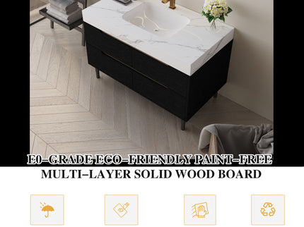 Bathroom Vanity With Undermount Sink, 4 Drawers Storage, Free Standing / Wall Mounted - Black / White