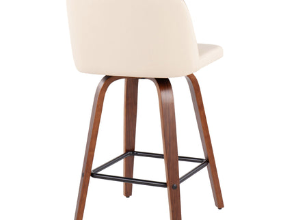 Toriano - Mid Century Modern Fixed Height Counter Stool & Square Footrest (Set of 2)