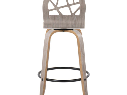 Folia - Contemporary Fixed Height Counter Stool With Swivel With Round Footrest (Set of 2) - Light Gray
