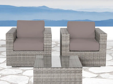 Wicker Seating Group Set With Table And Cushions