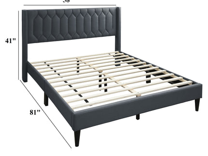 Platform Bed With Diamond Tufted Headboard