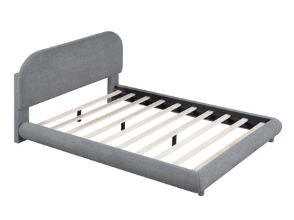 Upholstered Platform Bed With Thick Solid Frame And Stylish Curve-Shaped Design
