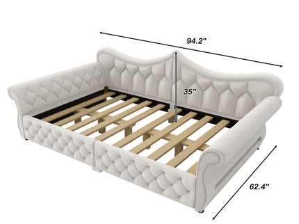 Upholstered Daybed With LED Lighting And Nailhead Trim
