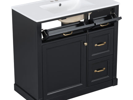 Modern Bathroom Vanity With Sink, 4 Drawers, Soft-Close Door, Adjustable Shelf