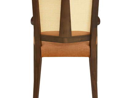 Mid Century Modern Arm Dining Chair Set With Rattan Backrest