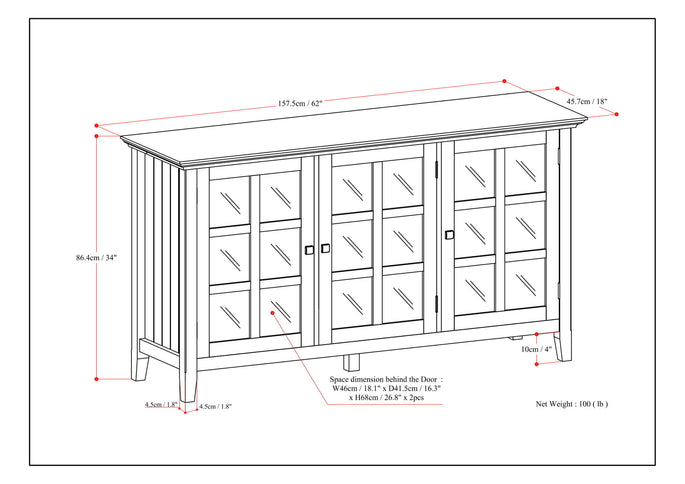 Acadian - Wide Storage Cabinet Handcrafted
