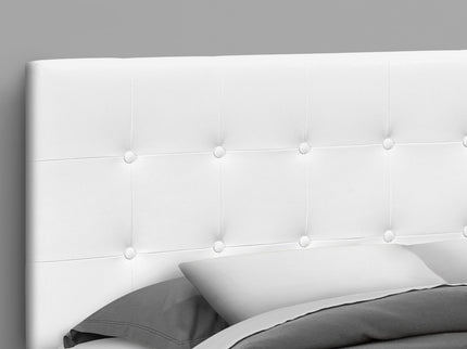 Queen Size Headboard Only Upholstered Leather Look - White