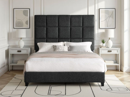 Squares Upholstered Headboard Platform Bed