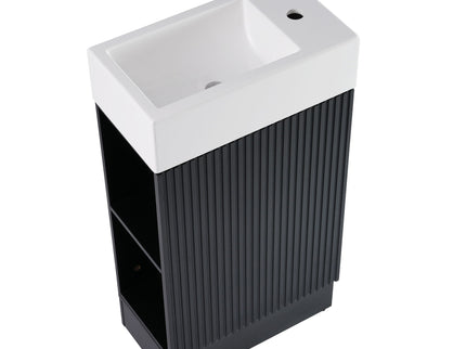 Modern Bathroom Vanity With Sink And 2 Tier Shelf