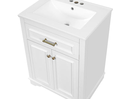Bathroom Vanity With Integrated Sink, 2 Door Cabinet With Tip Out Drawer, Rectangular Design