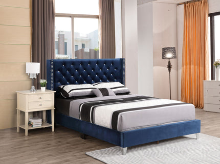 Upholstered Nailhead Trim Chic Bed