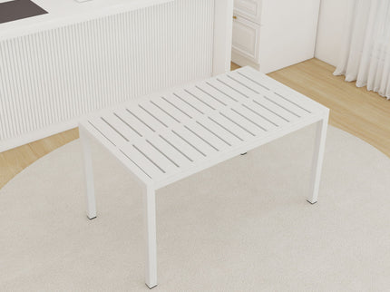 Modern Long Table, UV Resistant And Rust Proof, Pp Tabletop, UV Resistant Powder Coated Metal Legs - Snow White