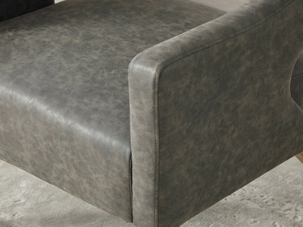 Upholstered Open Back Armchair With Weathered Rubberwood Legs