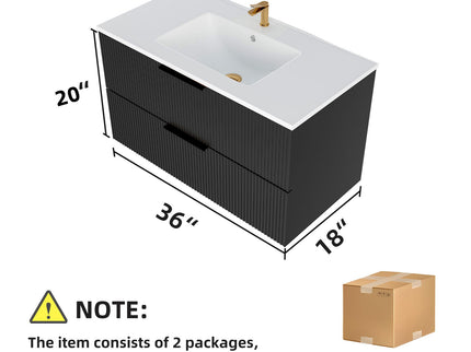 Modern Wall Mounted Floating Bathroom Vanity With Sink And Drawers