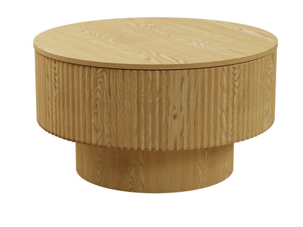 Modern Circular Coffee Table With Stripe Design And Storage Space