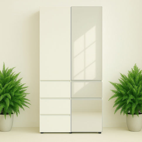Elise - Modular Closet System With Mirror - White - Wood