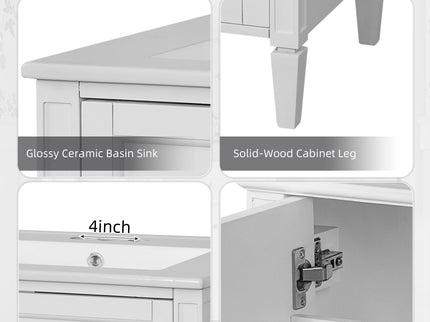 Bathroom Vanity With 2 Doors And Tip Out Drawer, Soft Closing Hinges