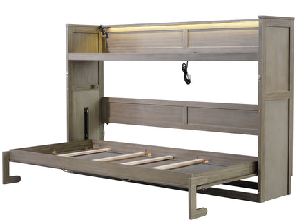 Murphy Bed With Desk, LED Light And USB Charging Station
