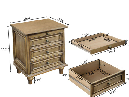 Nightstand With 4 Drawers With Hidden Pull Out Shelf - Light Brown