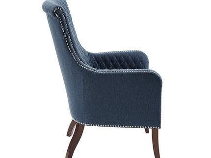 Accent Chair With Quilted Back And Silver Studs - Dark Blue