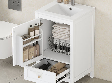 Bathroom Vanity With Sink, Soft Closing Cabinet Door, Storage Rack And Drawer