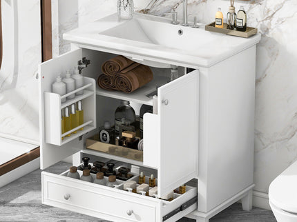 30" Bathroom Vanity With Sink Combo Undermount Sink, Cabinet With Doors And Drawer - White