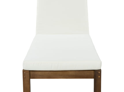 Adjustable Outdoor Patio Lounge Chair Chaise Lounge - Beige / Walnut