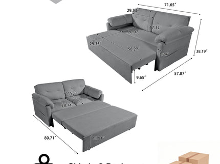 Convertible Pull Out Sofa Bed Queen Size, 3 In 1 With Side Storage