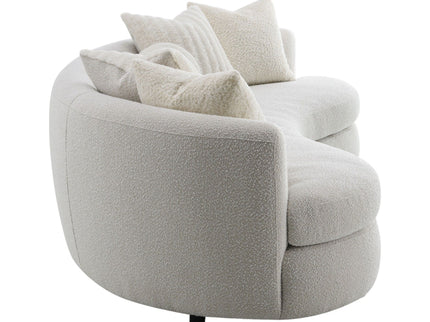 Iniko - Boucle Sofa With Toss Pillows - Beige