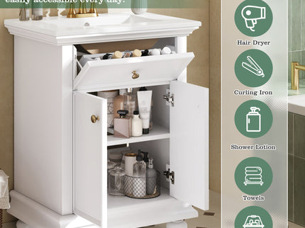 Modern Bathroom Vanity With Tip-Out Drawer And Soft-Close Hinges