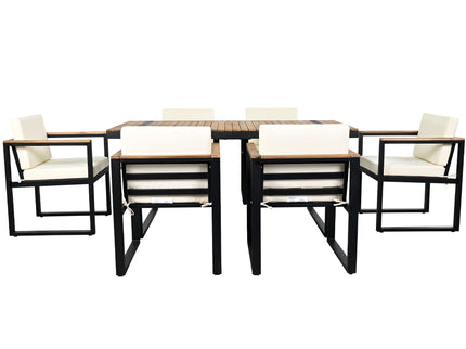 7 Pieces Outdoor Dining Set Patio Dining Table And Chair Set With And Removable Cushions For Patio
