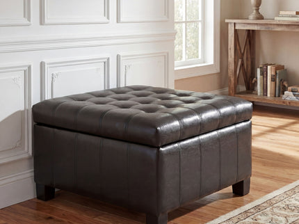 Square Tufted Indoor Ottoman With Lift-Top Storage