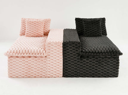 Multifunctional Sofa Pink Black, Fits 4 People