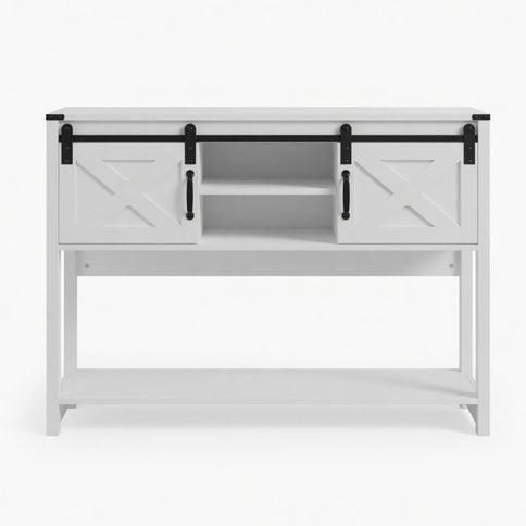 Farmhouse Entryway Table With Sliding Barn Door
