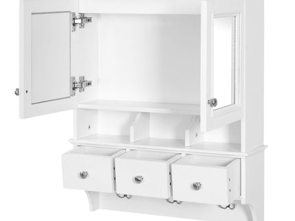 Modern Bathroom Mirror Cabinet With Drawers, Organizer Hooks, And High-Definition Mirrors