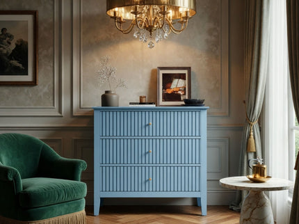 Fluted 3 Drawer Nightstand With Soft Close Slides