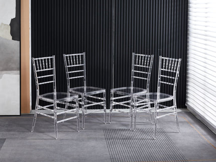 Welding Chair, Dining Chair, Plastic Seat (Set of 4) - Transparent