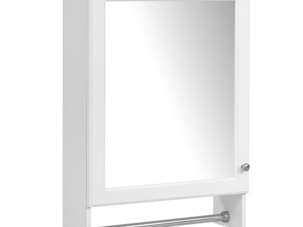 3 In 1 Wall Mounted Bathroom Mirror Cabinet With Adjustable Shelf, Soft Close Door, Mirror & Towel Bar - White