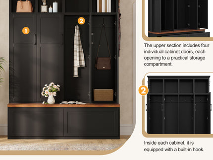 Hall Tree With 4 Hidden Cabinets