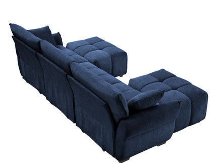 Sofa Set With Ottoman And Pillows, Textured, High Resilience Cushions