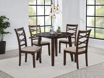 Verety - 5 Piece Round Dining Set With Chairs - Dark Brown