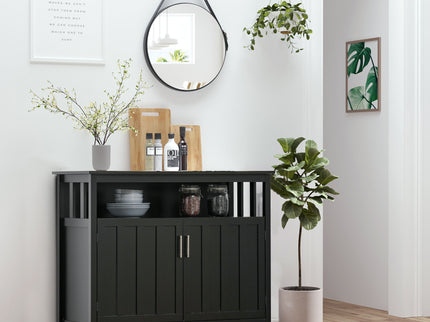 Homcom - Sideboard Buffet Cabinet, Kitchen Cabinet, Coffee Bar Cabinet With 2 Doors And Adjustable Shelves For Entryway Living Room - Black