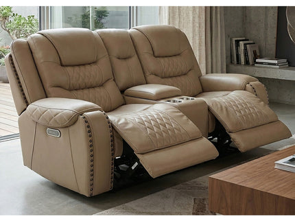 Power Motion Reclining Loveseat With Console Adjustable Headrest Cup Holders - Toffee