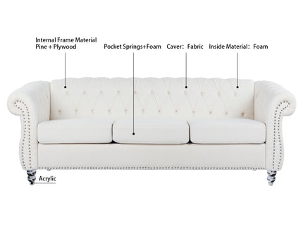 Rolled Arm Chesterfield 3 Seater Sofa