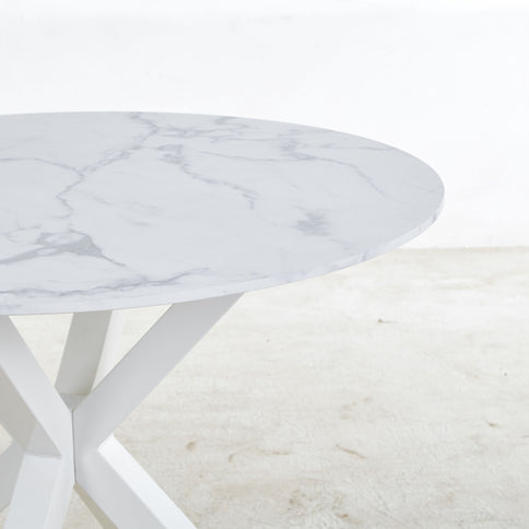 Cross Leg Dining Table With Round Top, For 4 - 6 People - White